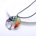 Tree of Life Pendant Necklace 7 Chakra Natural Gemstone Crystal Stones Healing